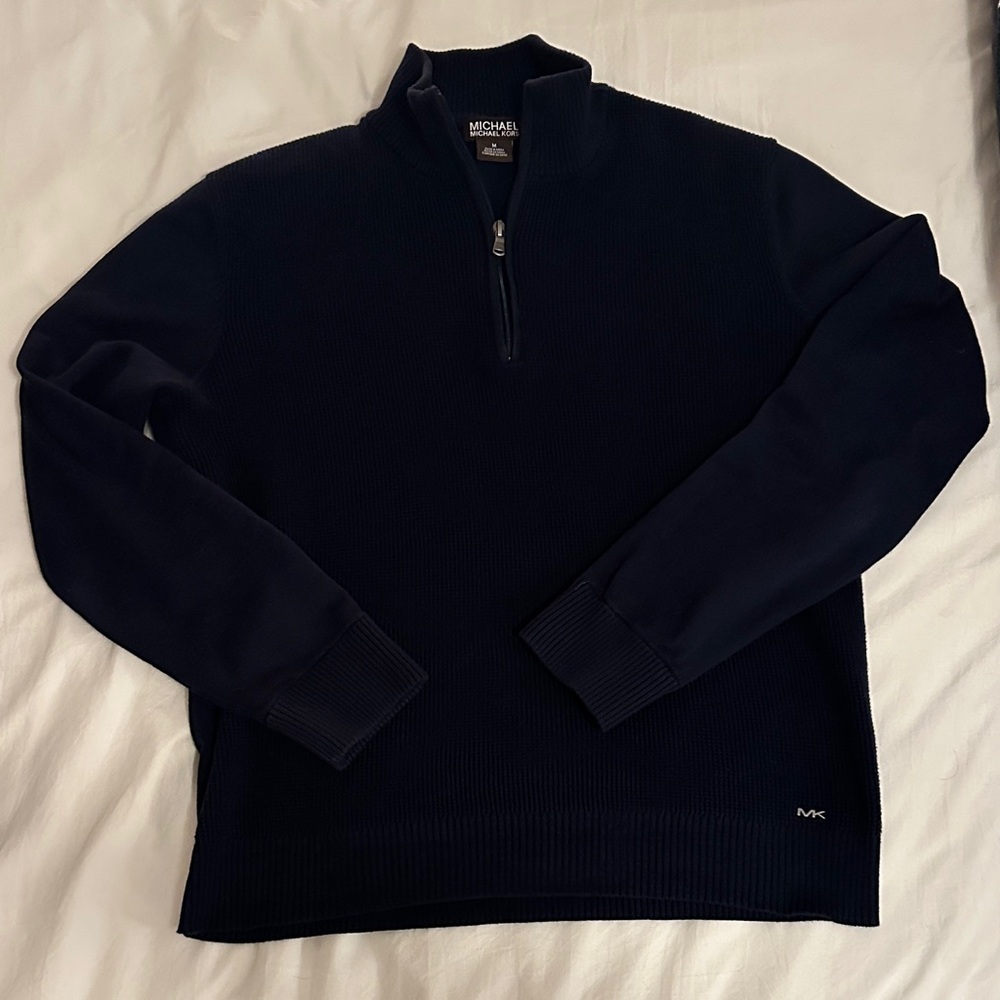 Michael Kors Men's Dark Blue Zip-Up Sweater